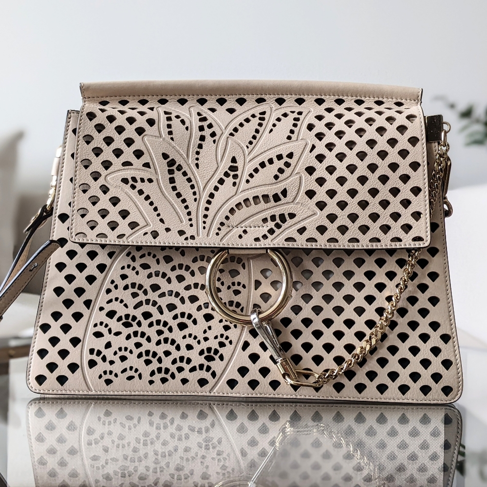 Chloe Calfskin Pineapple Perforated Faye Shoulder Bag